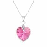 14 mm Szív Swarovski kristályos nemesacél nyaklánc - Rose