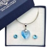 14 mm-es Szives Swarovski kristályos ékszer szett - Aquamarine