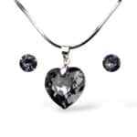 Swarovski kristályos ékszerszett - Silver night Szív 14 mm medál ajándék díszdobozban