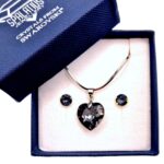 Swarovski kristályos ékszerszett - Silver night Szív 14 mm medál ajándék díszdobozban