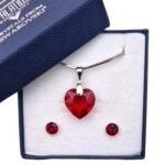 14 mm-es Szives Swarovski kristályos ékszerszett - Vörös