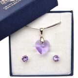 14 mm-es Lila Szives Swarovski kristályos ékszerszett