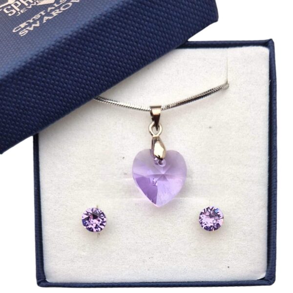 14 mm-es Lila Szives Swarovski kristályos ékszerszett