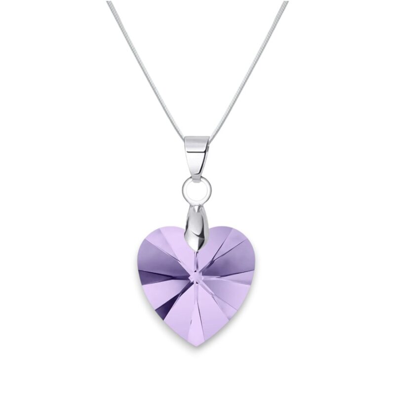 18 mm Szív Swarovski kristályos nemesacél nyaklánc - Violet