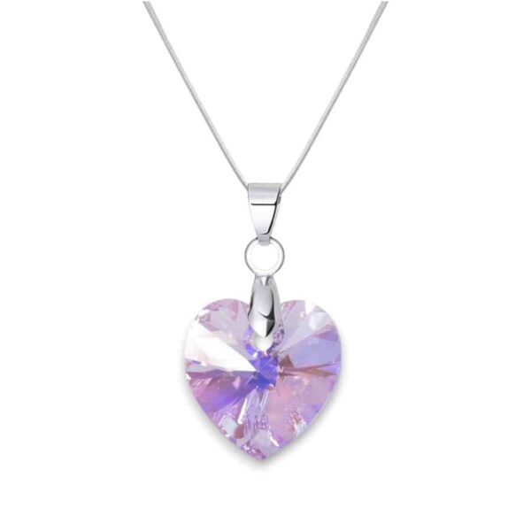 Szív Swarovski kristályos ezüst nyaklánc - Violet