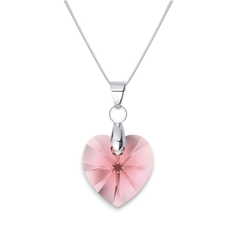 Szív Swarovski® kristályos nemesacél nyaklánc - 18 mm - Antique Pink