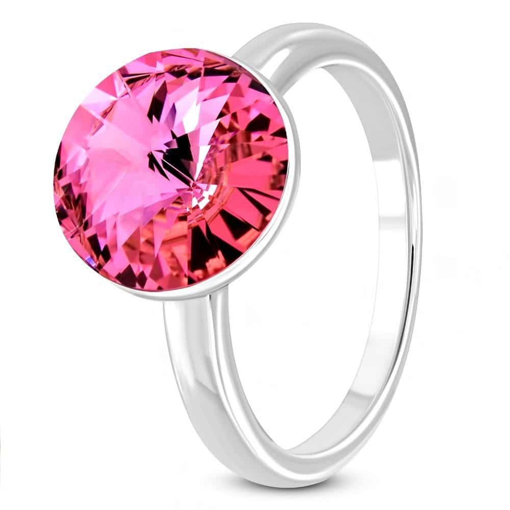 JIN - Lotus Rózsaszín kristályos nemesacél gyűrű