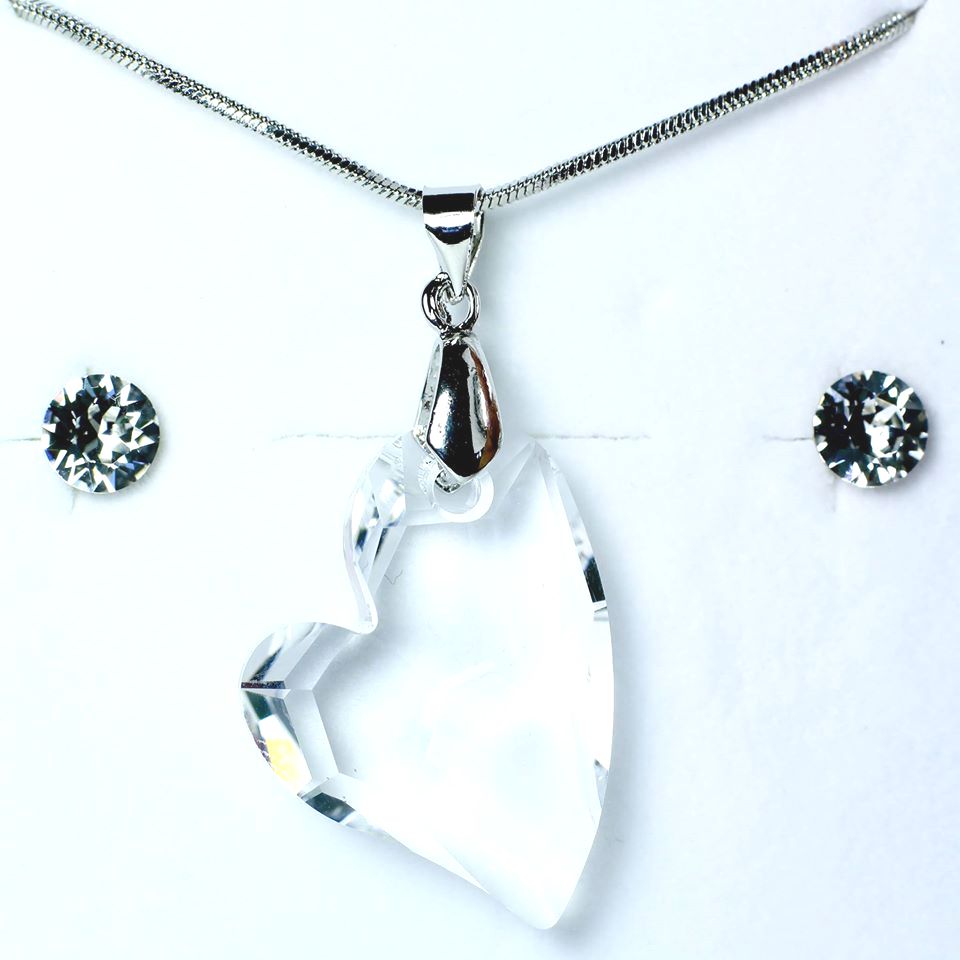 Swarovski kristályos ékszerszett - Ferde szív Crystal