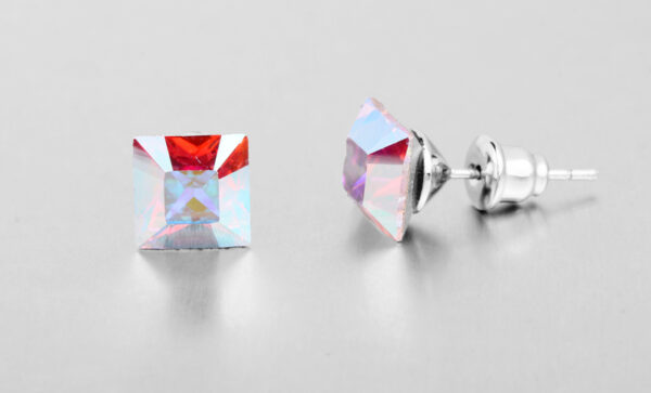 Swarovski kristályos fülbevaló - Négyzet Crystal AB