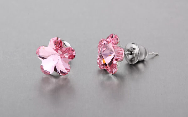 Swarovski kristályos fülbevaló - Virág Pink