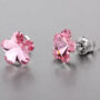 Swarovski kristályos fülbevaló - Virág Pink