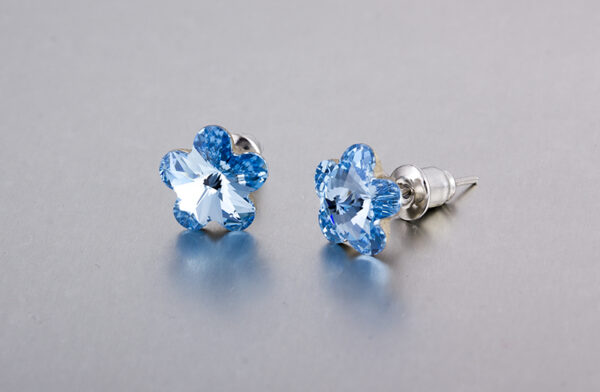 Swarovski kristályos fülbevaló - Virág Kék