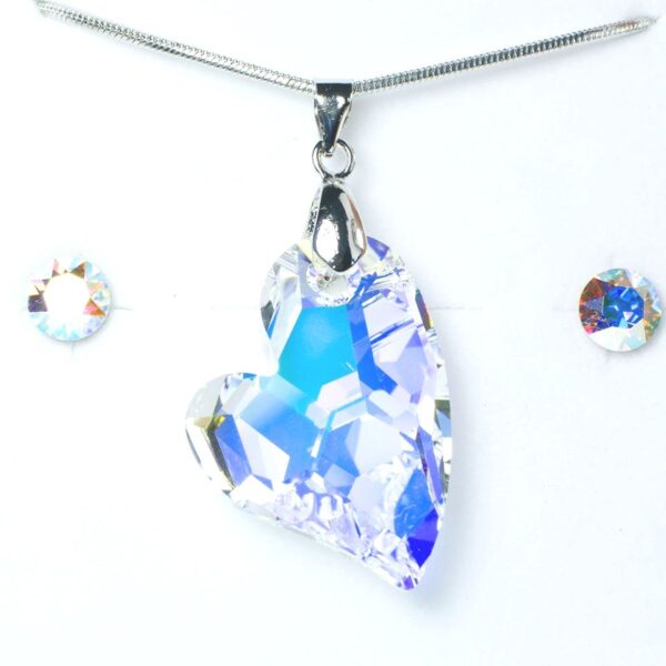 Swarovski kristályos ékszerszett - Ferde szív Crystal AB