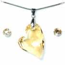 Swarovski® kristályos ékszerszett - Ferde szív, Golden Shadow