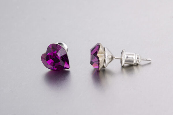 Swarovski kristályos fülbevaló - Szív Lila