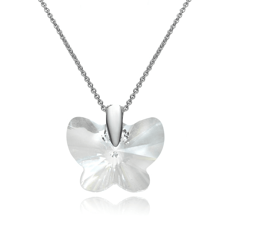Swarovski® kristályos ezüst nyaklánc - 18 mm - Pillangó - Crystal