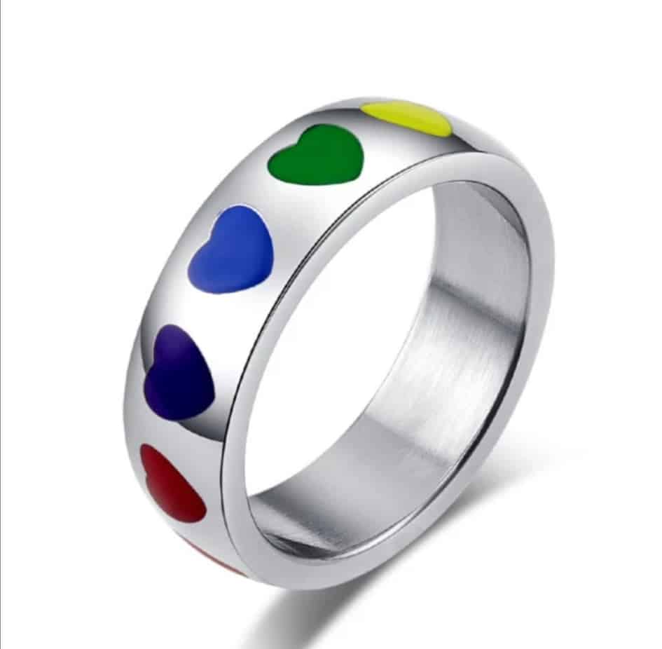 Rainbow Heart Nemesacél karikagyűrű