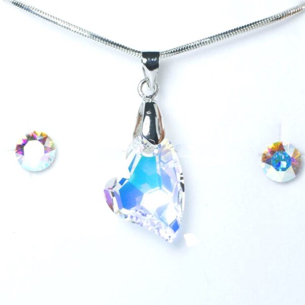 Swarovski kristályos ékszerszett - Ferde szív Crystal AB