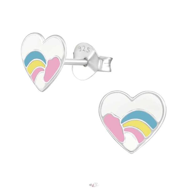 Rainbow Heart - 925 Ezüst Gyerek fülbevaló