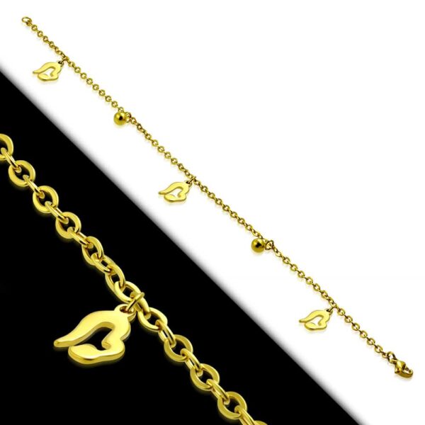 Amira arany színű nemesacél bokalánc szív medálokkal