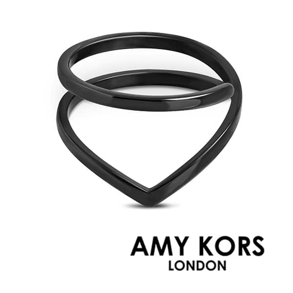 Amy Kors London® Geva Wave - Fekete színű, hullám formájú gyűrű