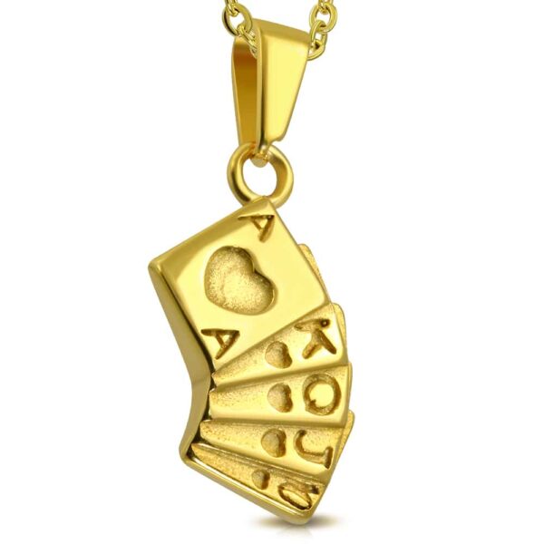 Arany színű póker lapok nemesacél medál