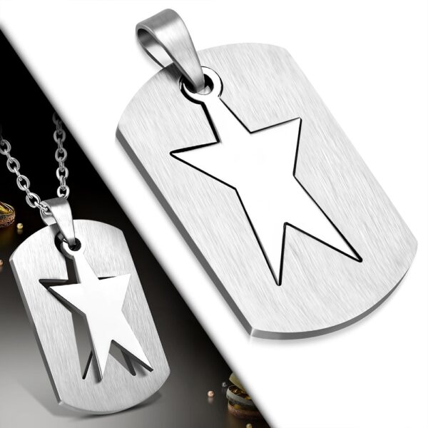 Ezüst színű, két részes, kivágott csillag mintás nemesacél medál