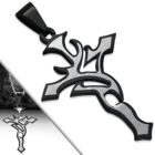  Ezüst és fekete színű, kereszt alakú, halak csillagjegy nemesacél medál