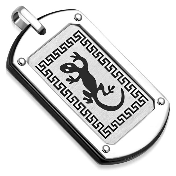 Ezüst színű gekko mintás nemesacél medál