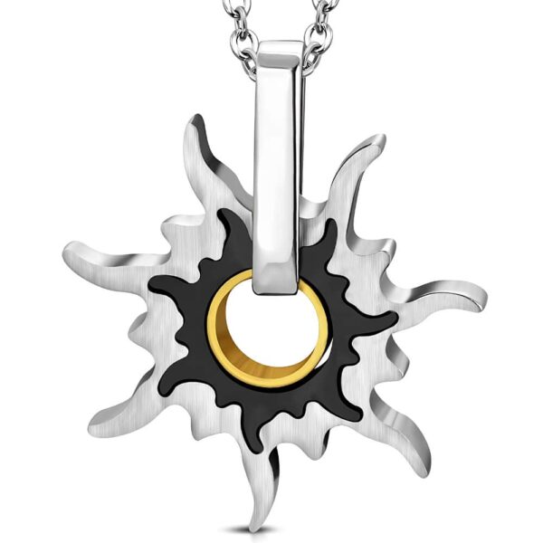 Három színű, nap alakú nemesacél medál