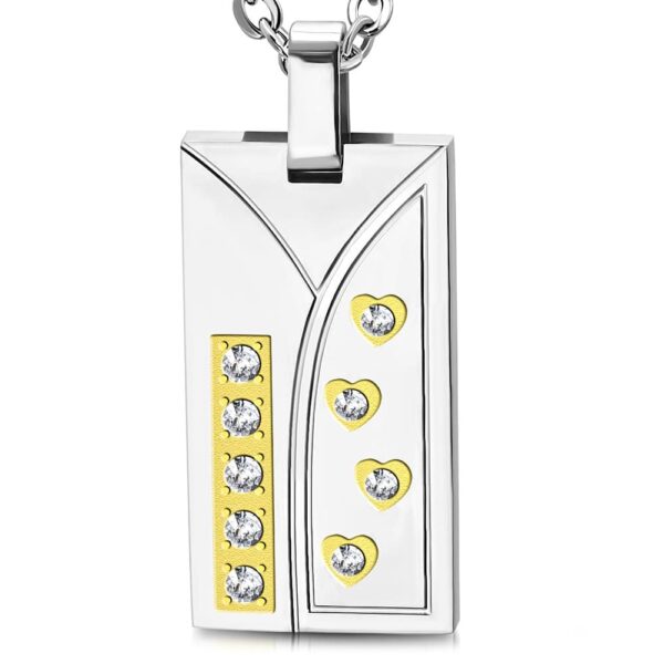  Ezüst színű, szív mintás nemesacél medál, cirkónia kristállyal