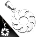 Ezüst színű, fűrészlap alakú nemesacél medál