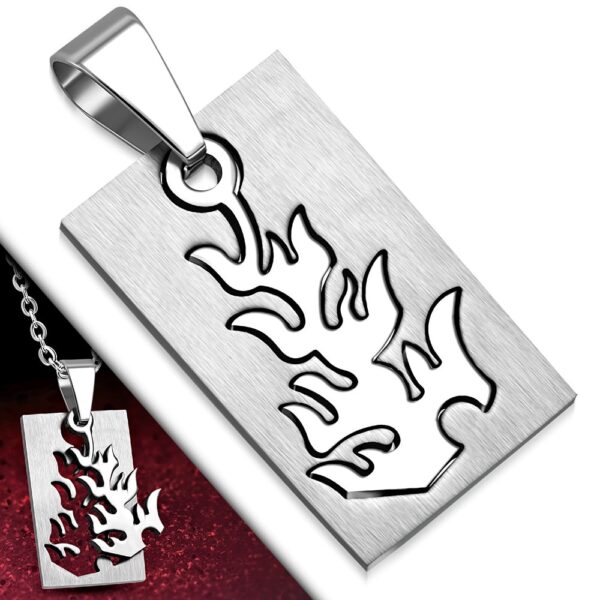 Ezüst színű, két részes, gravírozható kivágott törzsi fa mintás nemesacél medál