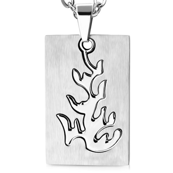  Ezüst színű, két részes, gravírozható kivágott törzsi fa mintás nemesacél medál