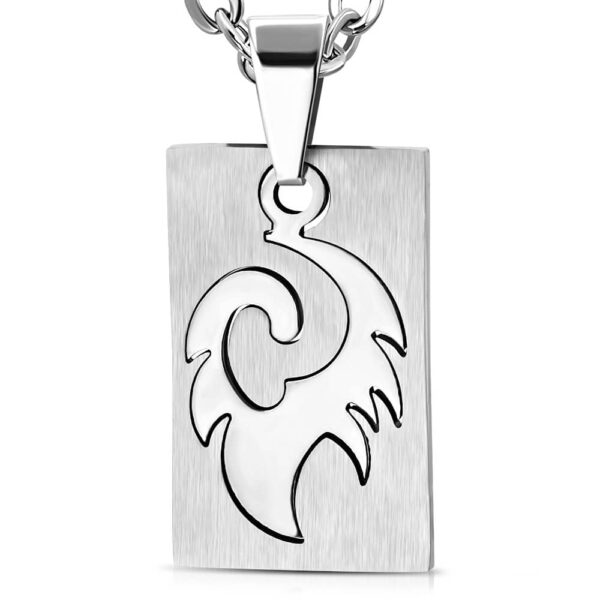  Ezüst színű, két részes, gravírozható kivágott nonfiguratív mintás nemesacél medál