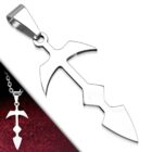 Ezüst színű, törzsi kereszt alakú nemesacél medál