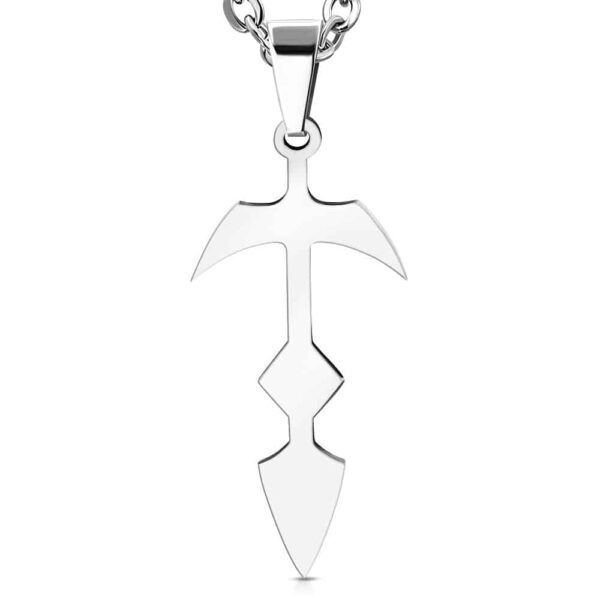 Ezüst színű, törzsi kereszt alakú nemesacél medál