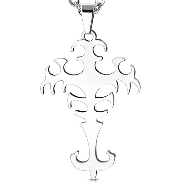 Ezüst színű, Fleur de Lis alakú nemesacél medál