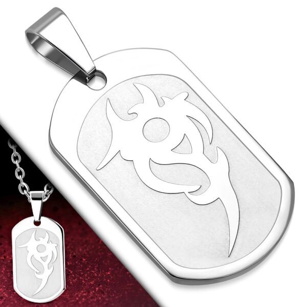 Ezüst színű, gravírozható, nonfiguratív mintás nemesacél medál