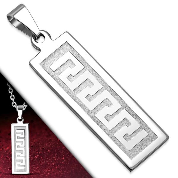 Ezüst színű, görög mintás nemesacél medál