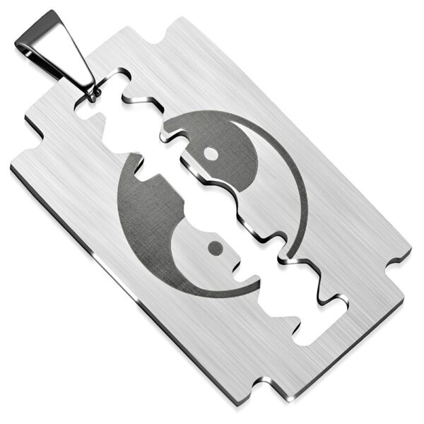 Ezüst színű yin-yang motívumos penge nemesacél medál