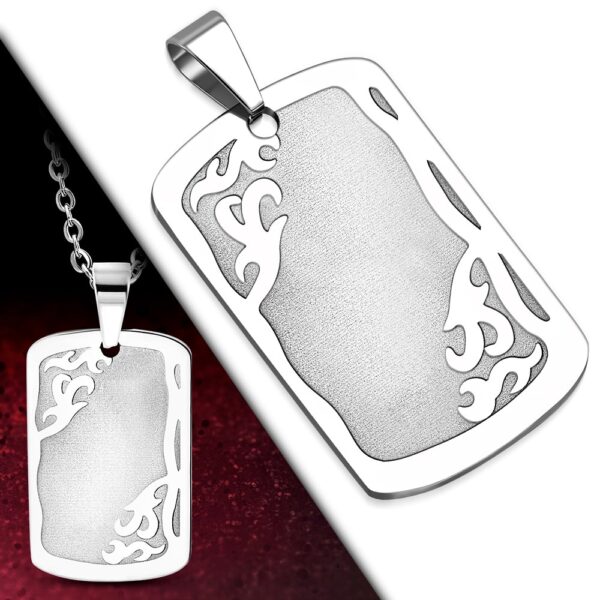 Ezüst színű, gravírozható, nonfiguratív mintás nemesacél medál