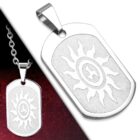  Ezüst színű, gravírozható, nap mintás nemesacél medál