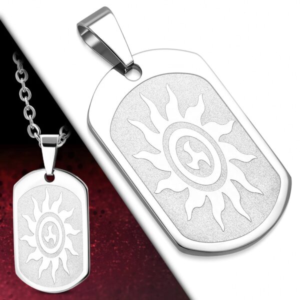  Ezüst színű, gravírozható, nap mintás nemesacél medál
