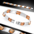 Ezüst színű nemesacél karlánc, citromsárga színű kaucsuk dísszel