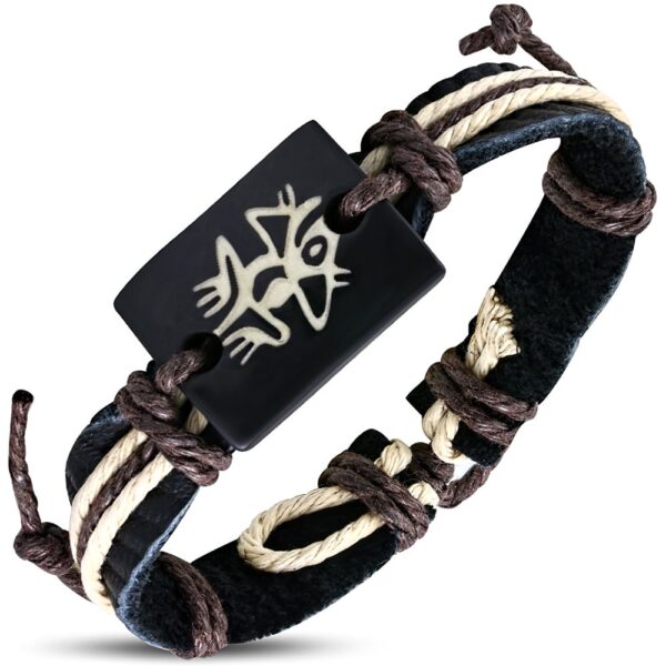 Bőr karkötő, állat mintás dísszel