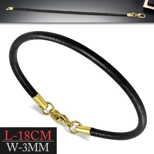 FEKETE KAUCSUK karkötő, nemesacél zárral