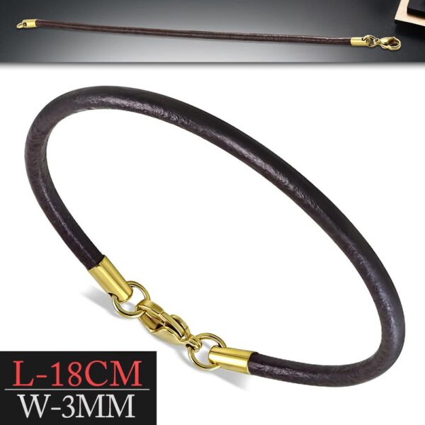 Barna KAUCSUK karkötő, nemesacél zárral