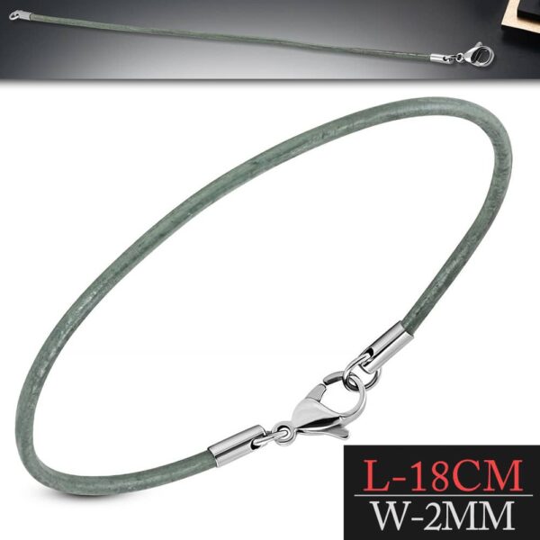 Szürke bőr karkötő, nemesacél zárral