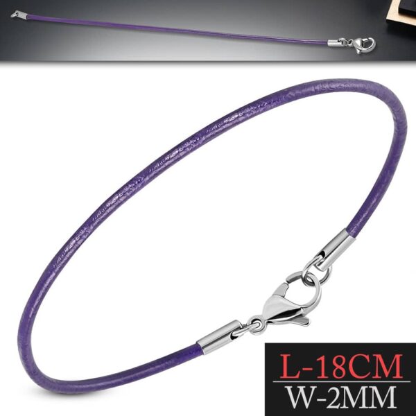 LILA bőr karkötő, nemesacél zárral